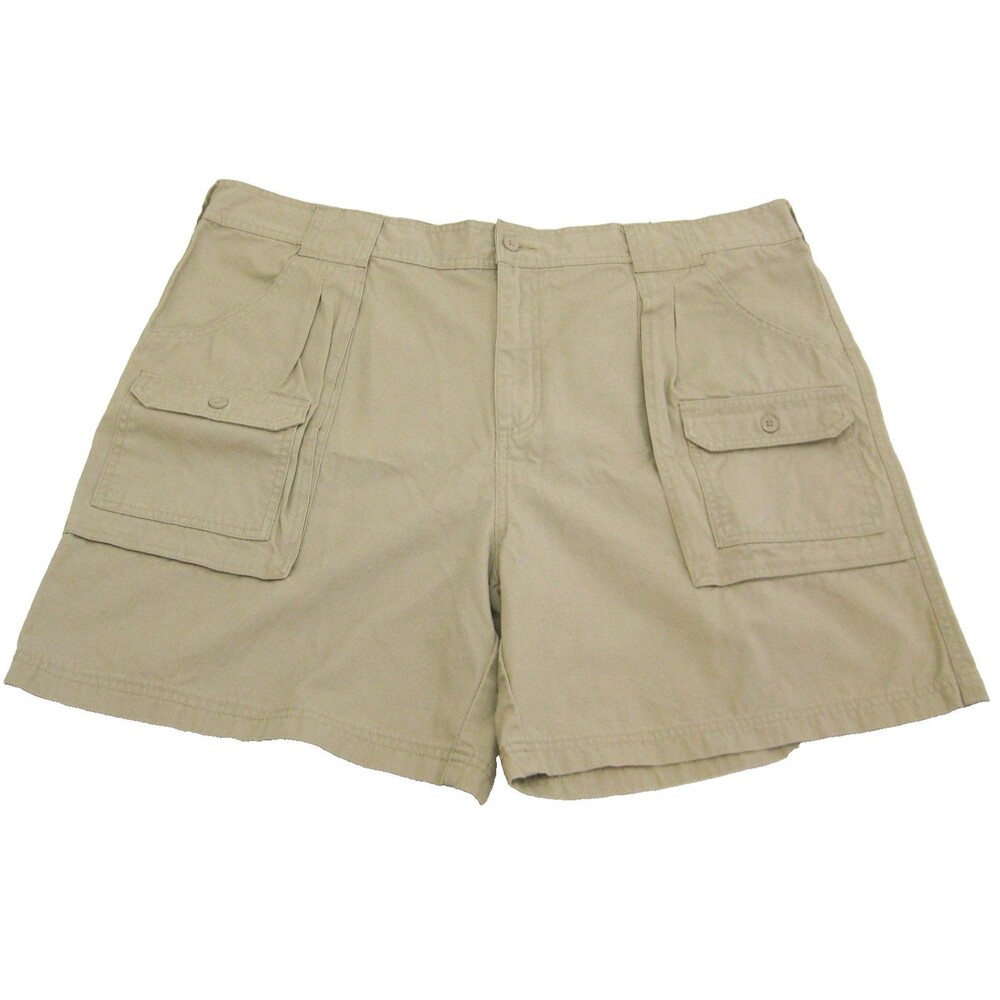 Cabela's Cargo Shorts Mens Size 42 Beige Khaki Walking Pants 8 Pockets Zip Fly